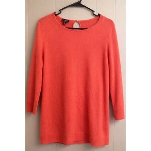 Talbots Pure Cashmere Sweater Womens Medium Coral Pink Keyhole Back